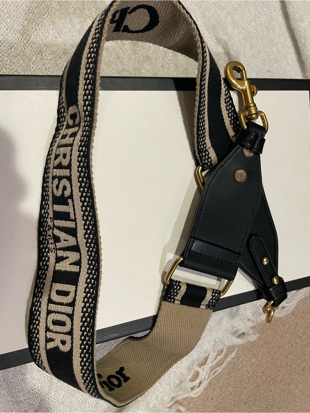 Dior Black & Beige Jacquard Logo Strap